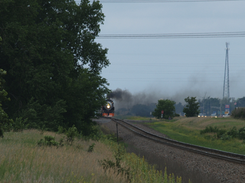 4449 appears from behind a tree